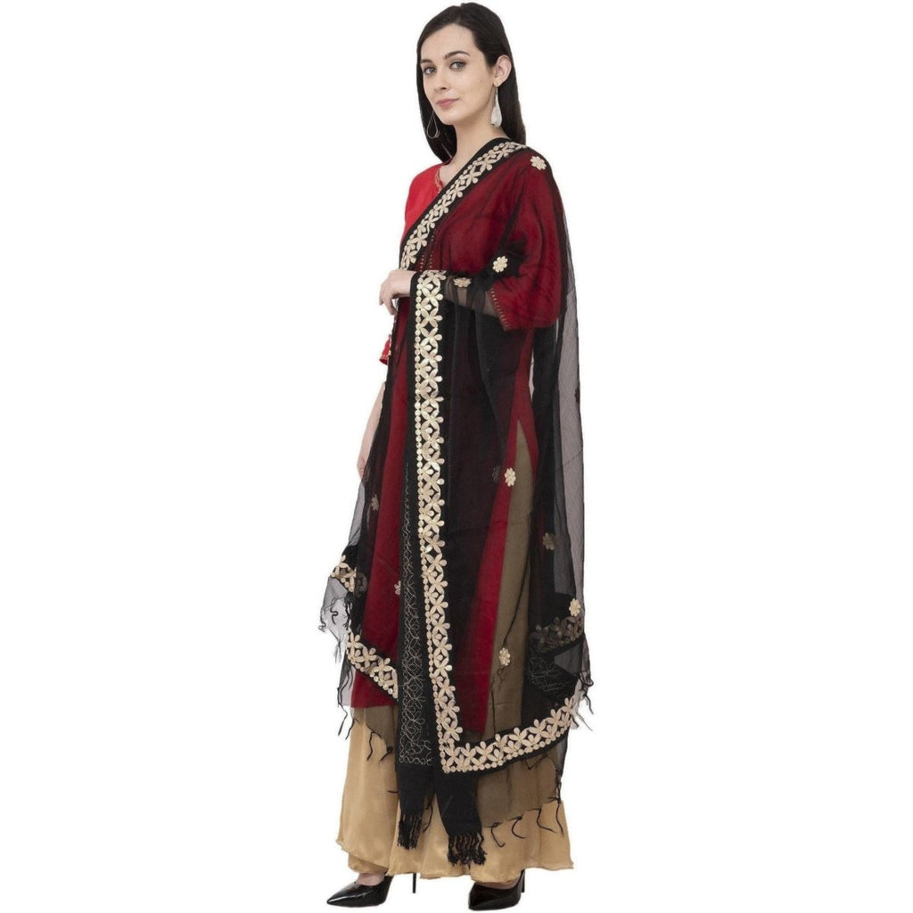 A R Silk Orgenza Gota Patti Fancy Dupatta Color Black Dupatta or Chunni | Grocsy