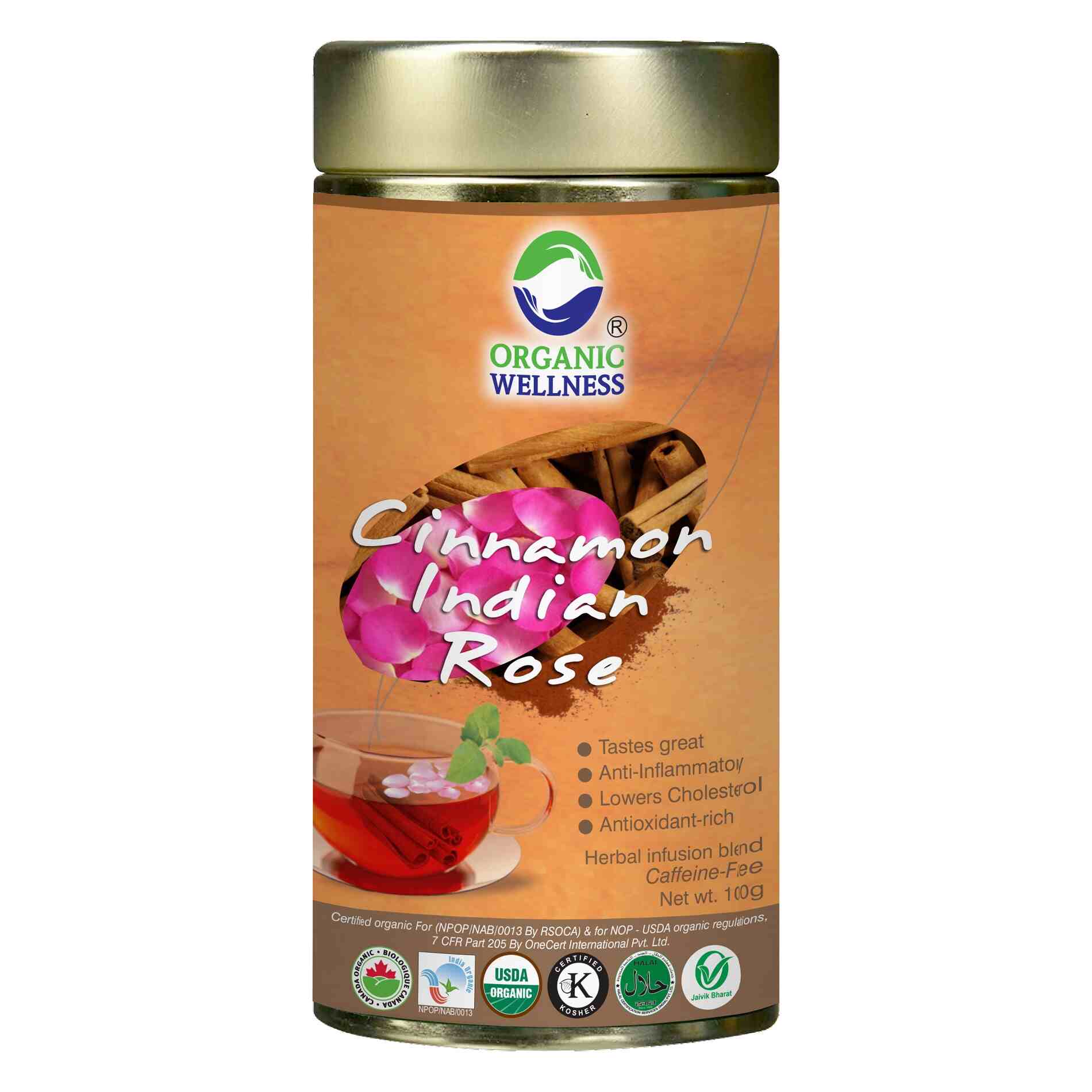 Organic Wellness Cinnamon Indian Rose Leaf Tea | Grocsy