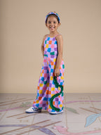 Snakes and Ladders Girls Multi Color Rotary Print Jumpsuit from Siblings Collection | Grocsy