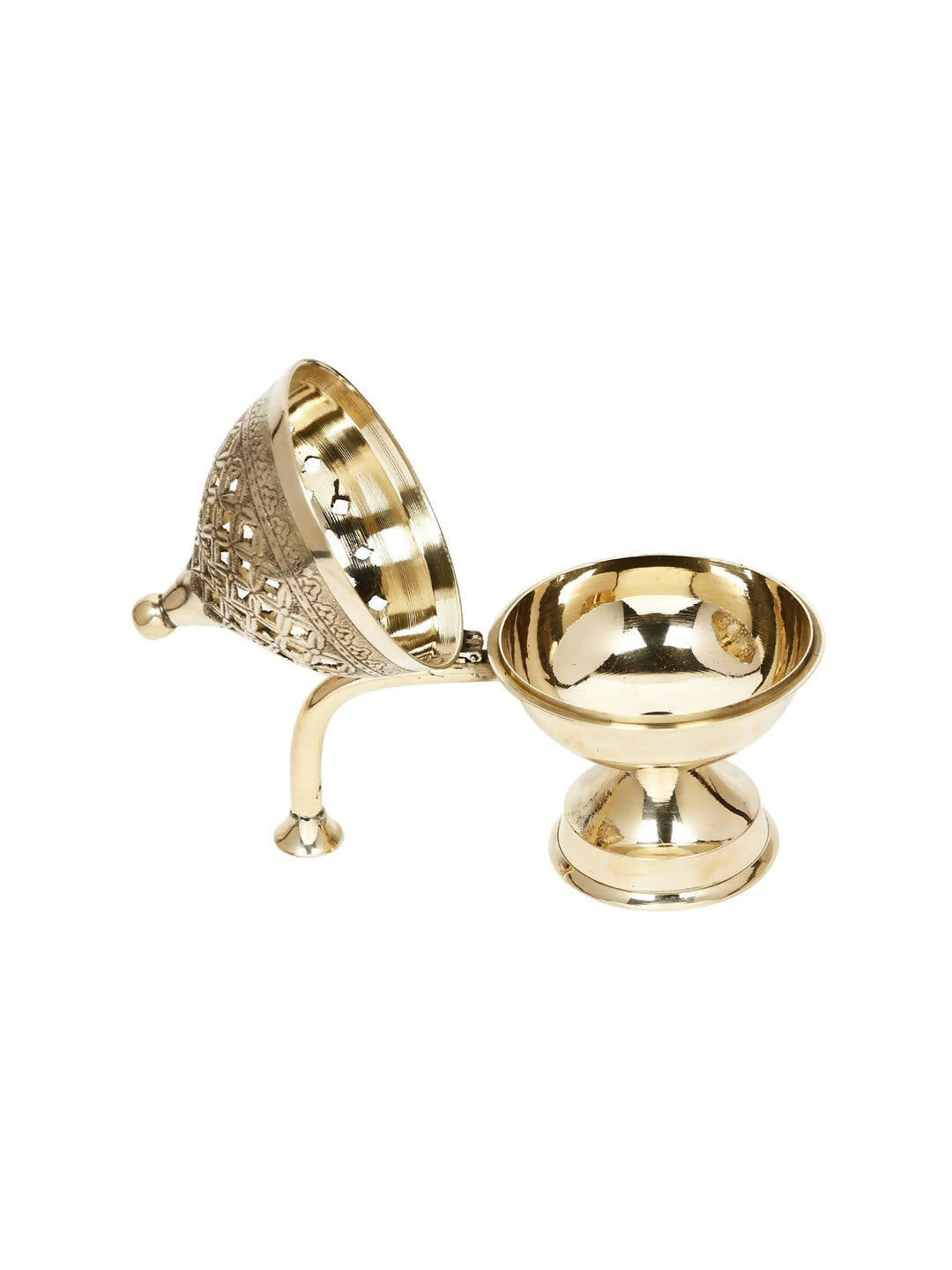 CraftVatika Gold-Toned Dhoop Dani Loban With Handle & Incense Stick Holder Showpiece | Grocsy
