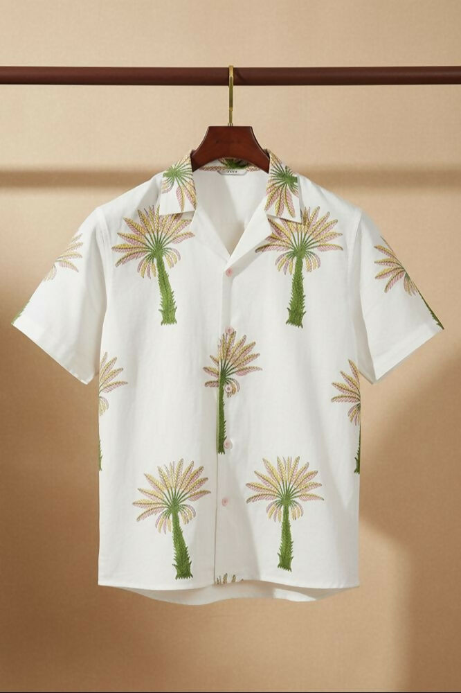 Leisure — Ivory Ajrakh Cotton Shirt by Hilo Design | Grocsy