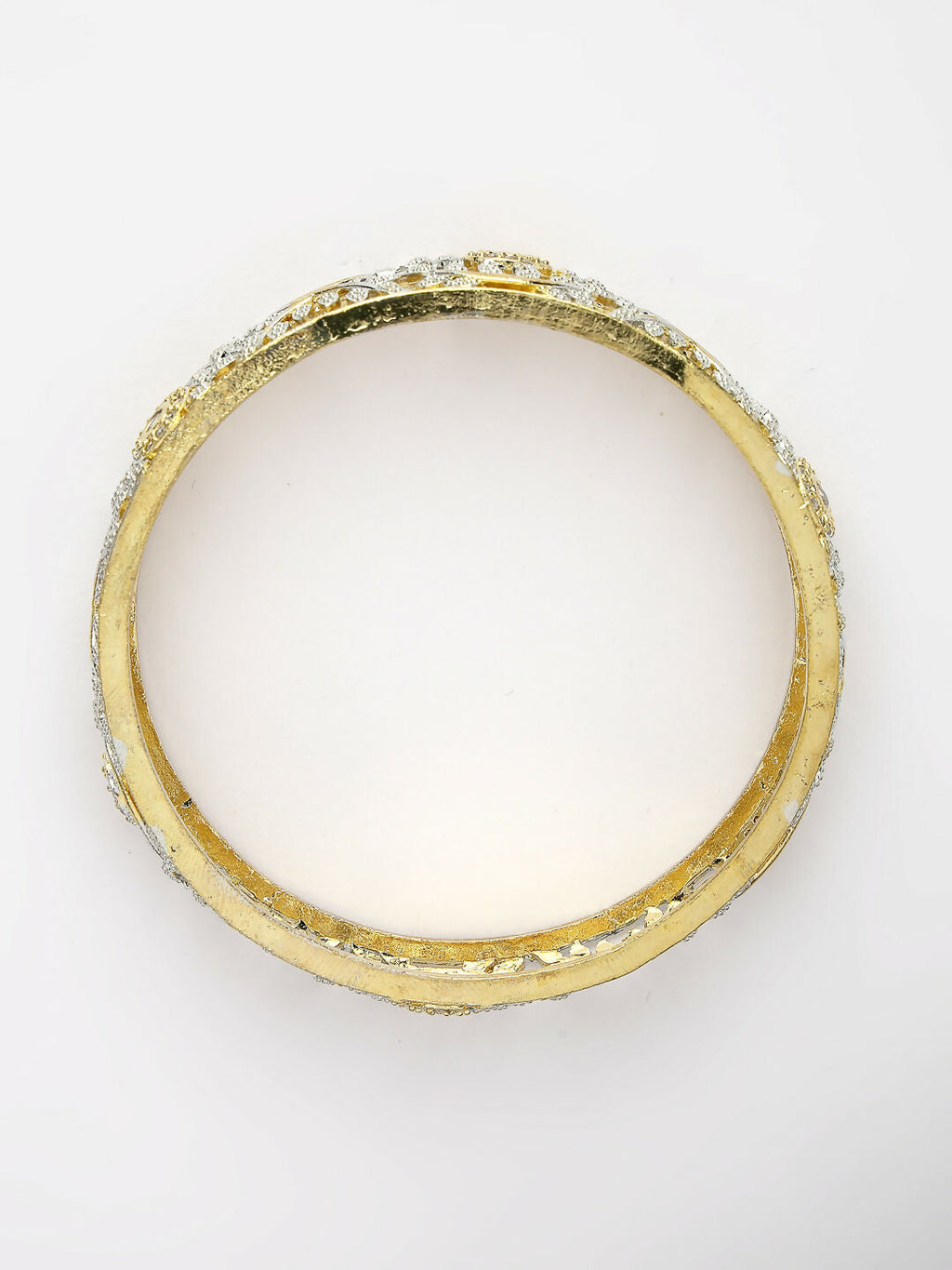 NVR Women's Set of 2 Gold-Polished American Diamond Emblished Handcrafted Bangles | Grocsy