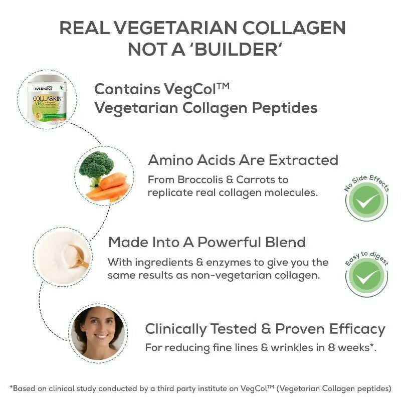 TrueBasics Collaskin Mixed Fruit Flavour 100% Vegetarian Collagen Peptides | Grocsy