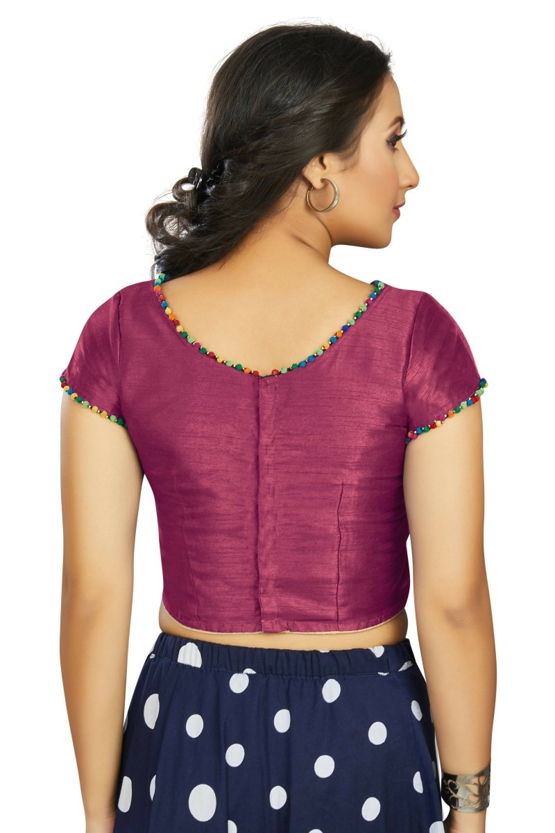 Aastha Fashion Women's Wine Art Silk Designer Party Wear Readymade Blouse | Grocsy