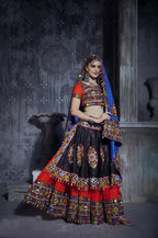AI Fashion Black-Red Art Silk Designer Navratri Lehenga Choli Collection | Grocsy