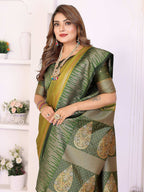 Aastha Fashion Pista Green South Soft Silk Zari Weaving Saree | Grocsy