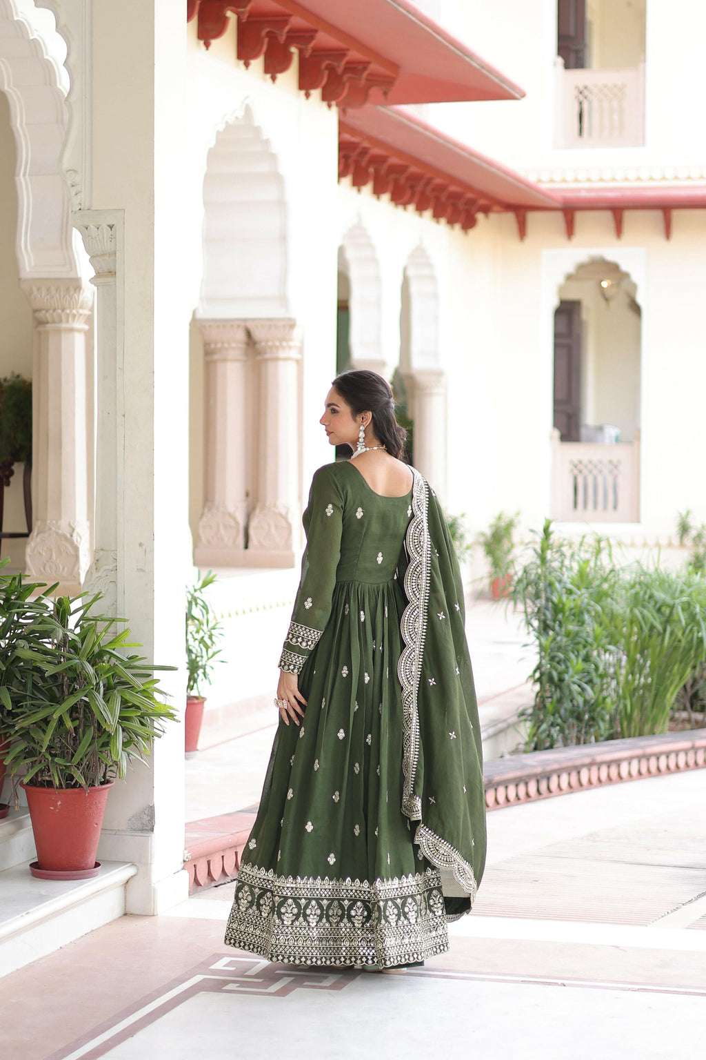 Joban Fashion Green Readymade Kurta Set With Sequence embroidery Work | Grocsy