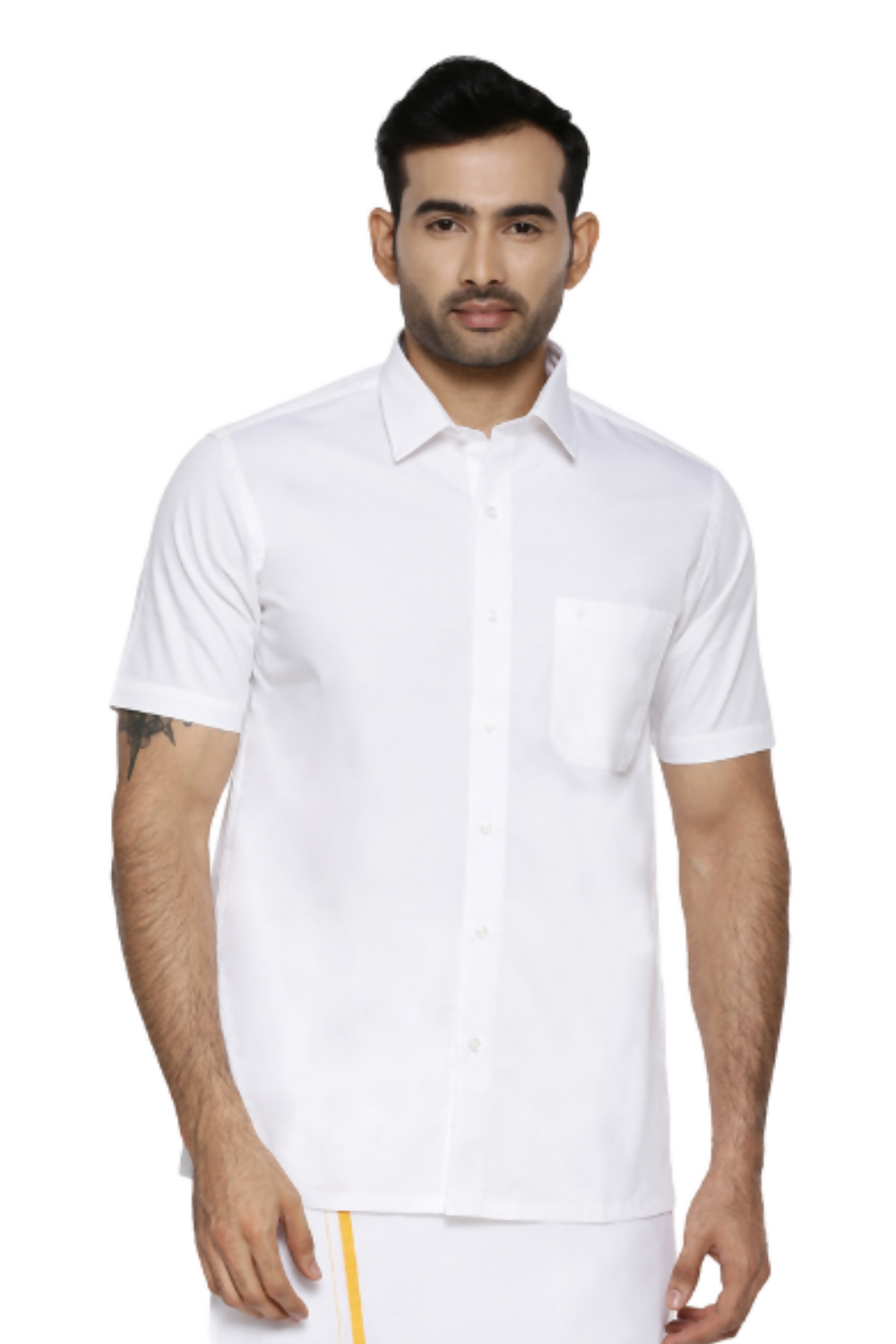 Ramraj Cotton Mens Half Sleeve Formal 100 % Cotton White Shirt | Grocsy
