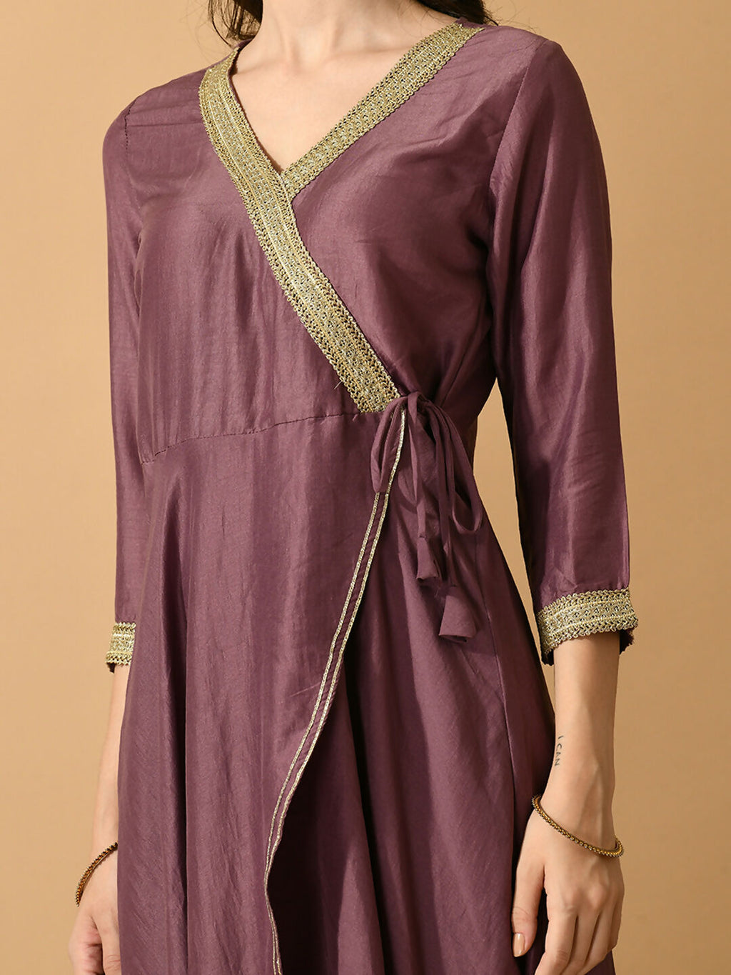 Myshka Women's Mauve Solid Party Kurta Sets | Grocsy