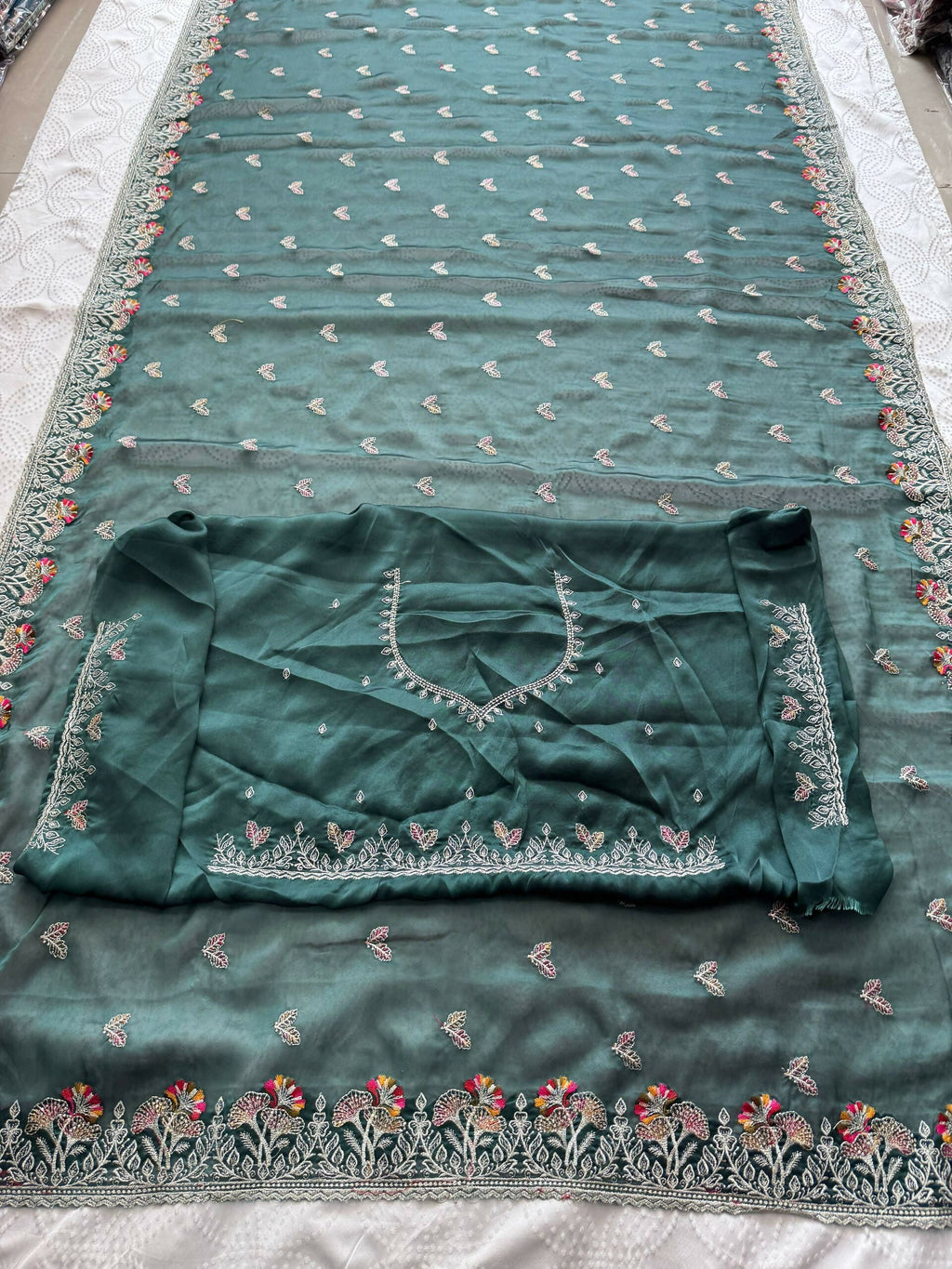 Teeya Creation New Trendy Stylish Party Wear Silk Saree-Green | Grocsy