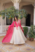 Teeya Creation Womens New Fancy Trending Glass Roman And Cosmos With Rich Sequins Embroidered Work Gown Set | Grocsy