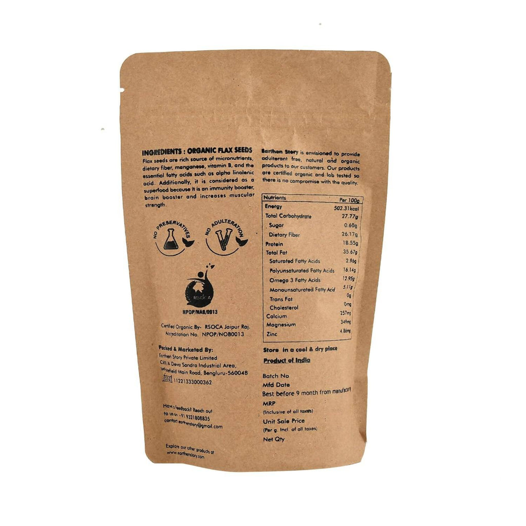 Earthen Story Certified Organic Flax Seeds | Grocsy