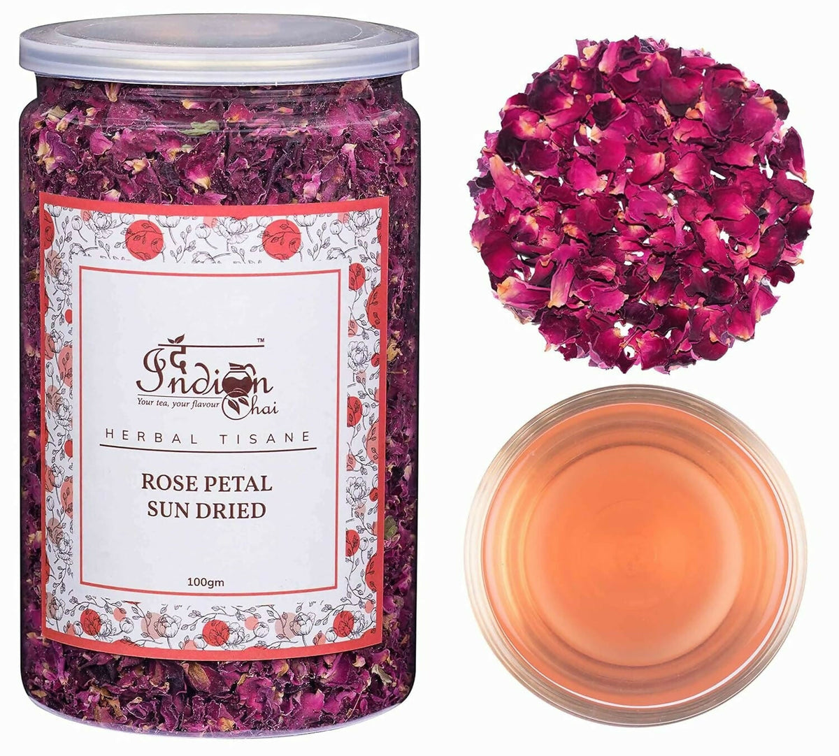 The Indian Chai - Rose Petals Sun Dried Tea | Grocsy