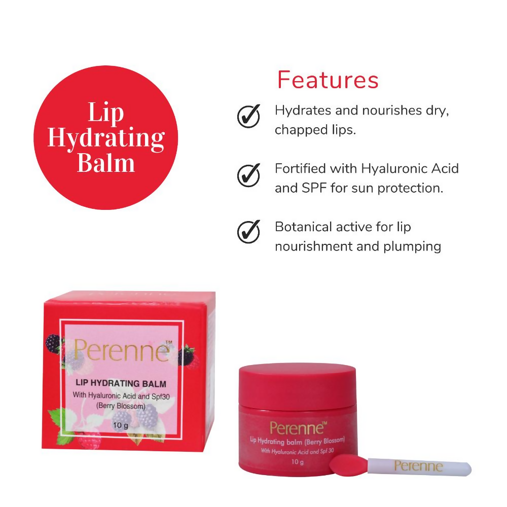 Perenne Lip Hydrating Balm With Hyaluronic Acid & SPF 30 - Berry Blossom | Grocsy