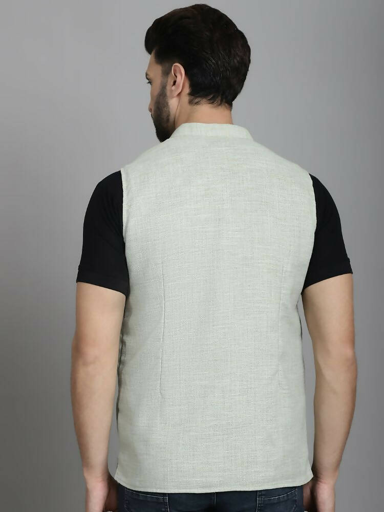 Even Apparels Nehru Jacket With Welt Pockets - Green | Grocsy