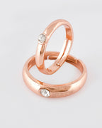 VOJ Stainless Steel Cubic Zirconia Gold-Polished Adjustable Couple Ring Set | Grocsy