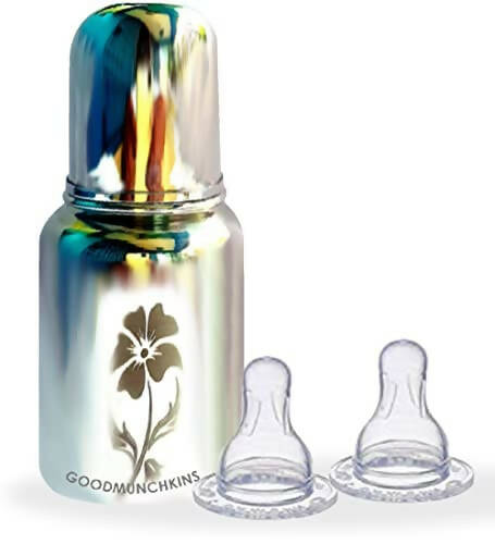 Goodmunchkins Stainless Steel Feeding Bottle Joint Less 304 Grade No Joints BPA Free for New Born Baby/Toddlers/Infants-140ml | Grocsy