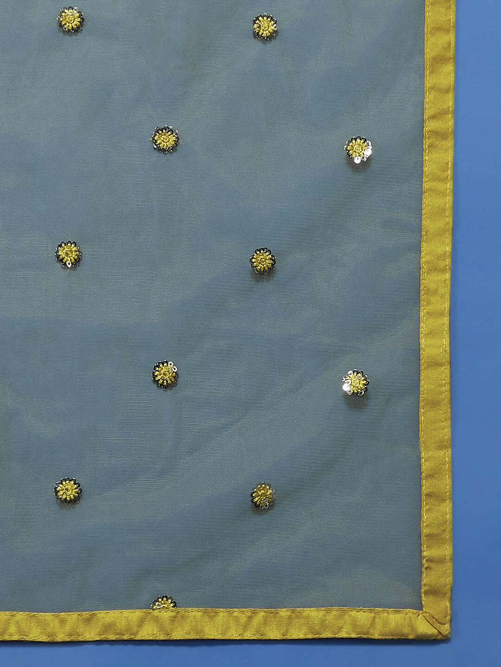 House of Panchhi Mustard Net Sequinse Work Lehenga & Blouse, Dupatta | Grocsy