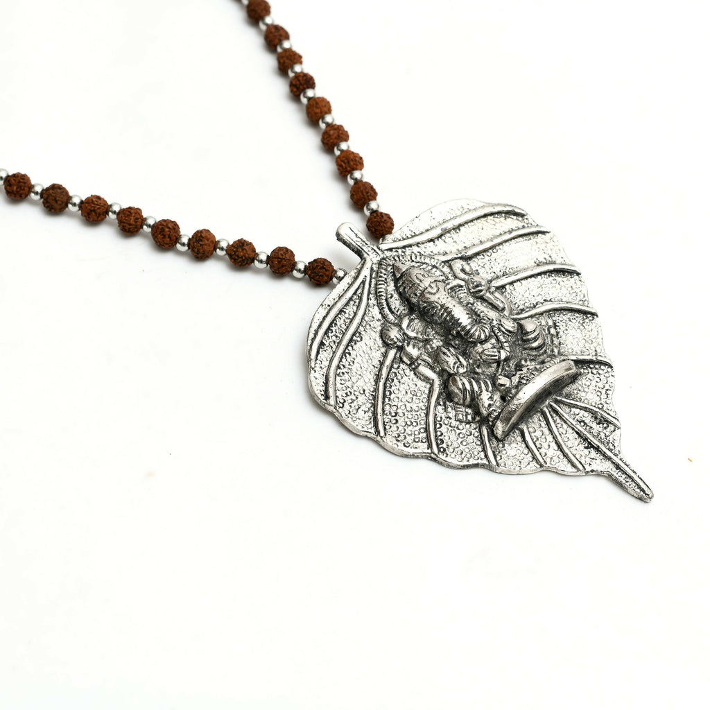 Mominos Fashion Johar Kamal Oxidised Silver-Plated Brass Finish Ganesha Long Necklace For Women | Grocsy