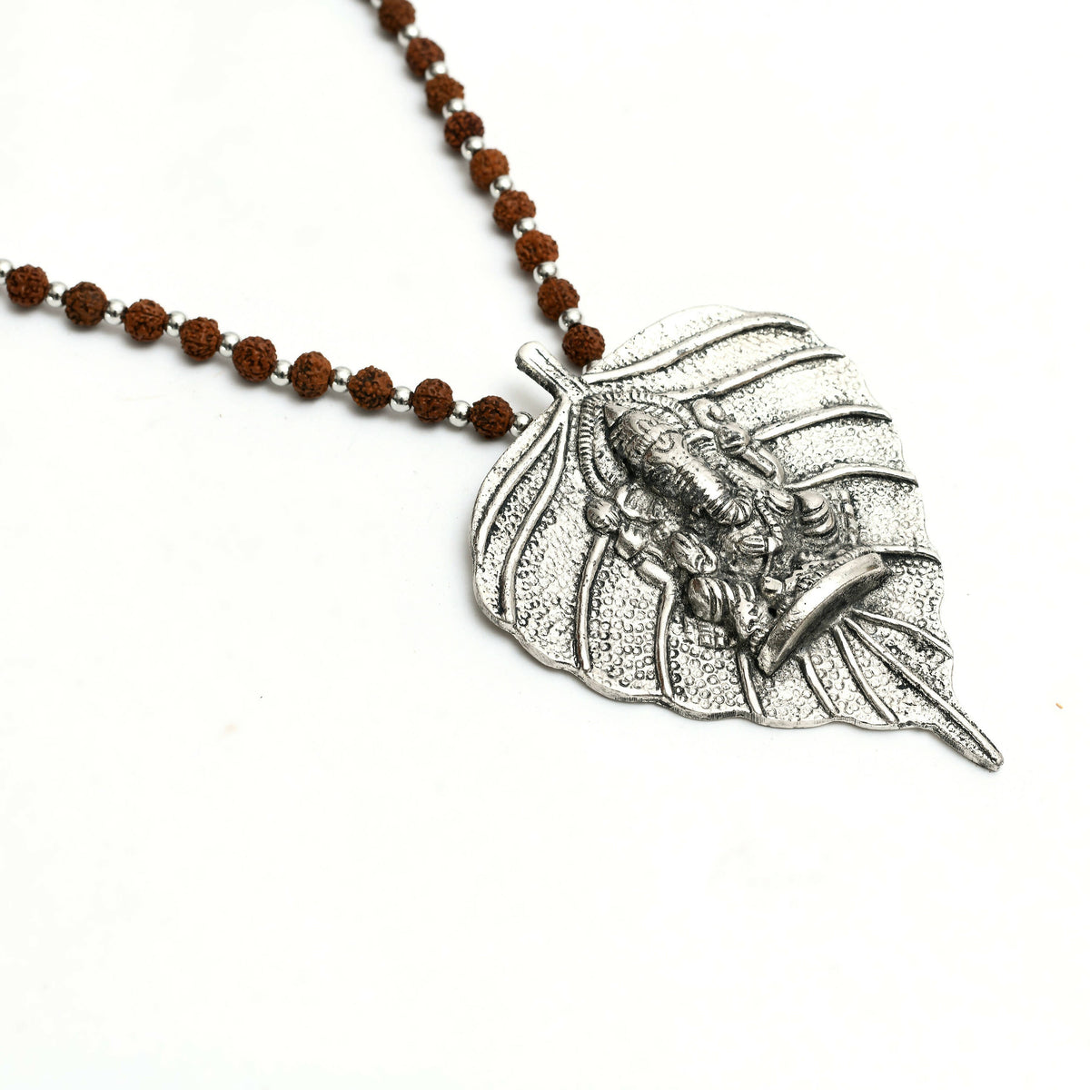 Mominos Fashion Johar Kamal Oxidised Silver-Plated Brass Finish Ganesha Long Necklace For Women | Grocsy