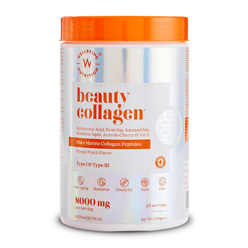 Wellbeing Nutrition Beauty Korean Marine Collagen Peptides-Mango Peach Flavor | Grocsy