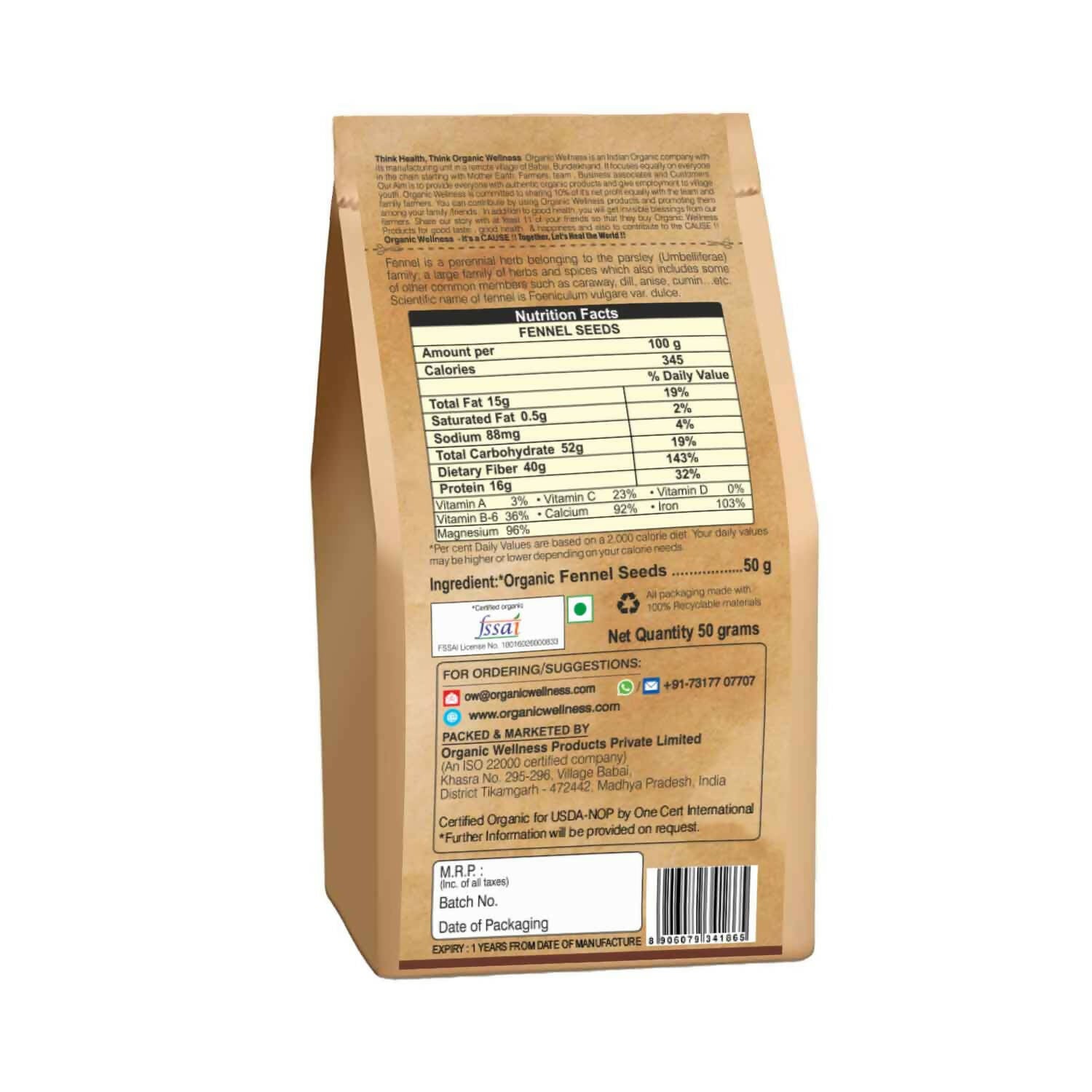 Organic Wellness Fennel Seeds | Grocsy