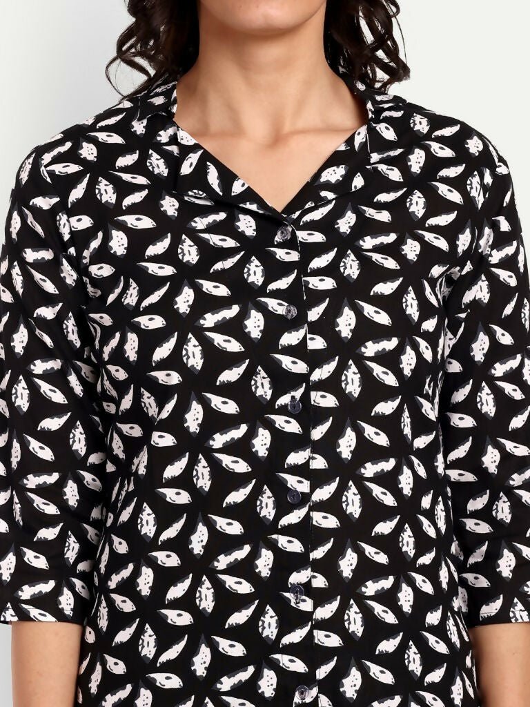 Alvano Beautiful Floral Print Co-ord set for Women's and Girls Rayon (Black) | Grocsy