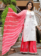 Vamika Embroidery Rayon White Party Wear/Casual Wear Women Kurta Set/Suit | Grocsy