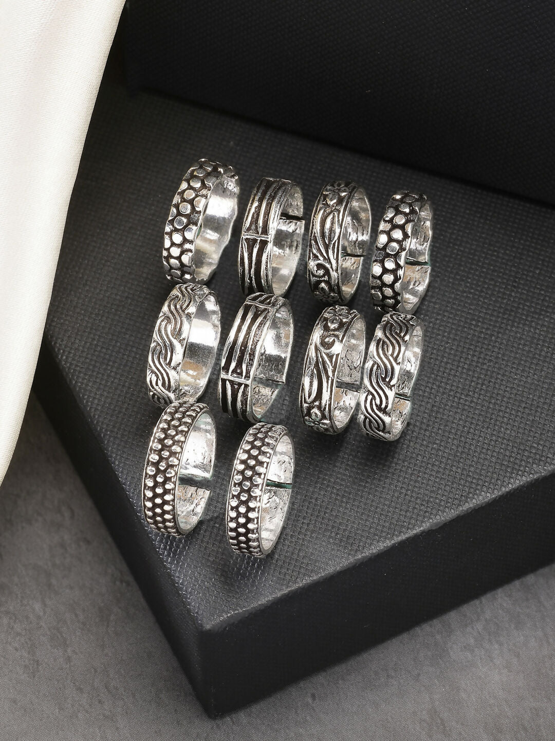 NVR Women's Set of 5 Silver-Plated German Silver Toe Ring | Grocsy