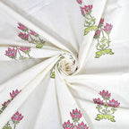 Floral Hand Block Printed Double 90x108 Inches Bedspread with 2 Pillow Covers | Grocsy