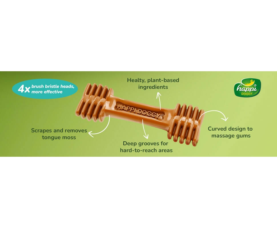 Happi Doggy Dental Chew Care Skin & Coat Support Honey & Coconut Oil | Grocsy