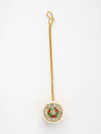 NVR Women's Gold-Polished CZ Stone-Studded Borla Maang Tikka | Grocsy