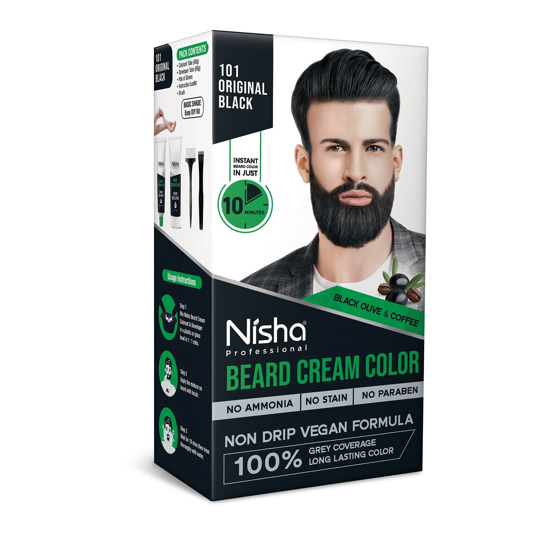 Nisha Beard Colour for Men - Orginal Black | Grocsy