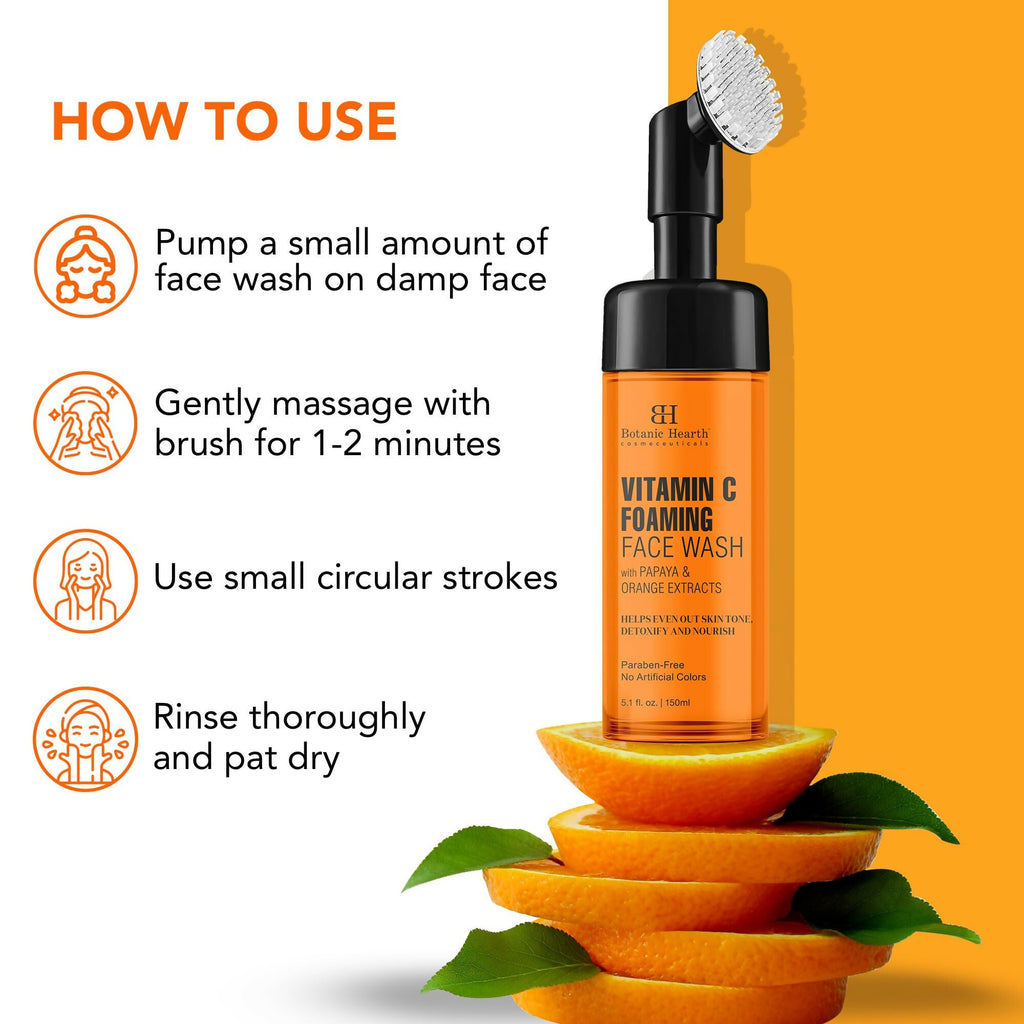 Botanic Hearth Brightening Vitamin C Foaming Face Wash with Papaya & Orange Extracts | Grocsy
