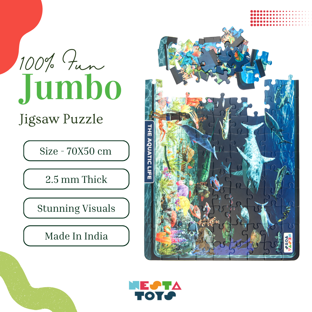 Nesta Toys Aquatic Life Jigsaw Puzzle for Kids, Jumbo Floor Puzzle, Educational Toy (6+ Years) | Grocsy