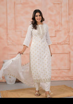 Ethnic Festive Wear Viscose White Stitched Suit With Dupatta - Anbazaar | Grocsy