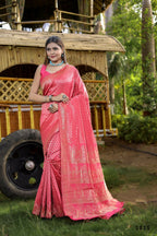 Partywear Designer Peach Banarasi Silk Fancy Saree - Starwalk | Grocsy