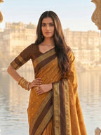 Shree Shyam Fashion Mustard Silk Blend Saree | Grocsy