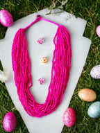 Inhanns Handmade Beaded Multilayer Necklace, 20 Layers - Hot Pink | Grocsy