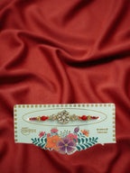 NVR Men Gold-Toned Stone-Studded Rakhi With Roli Chawal | Grocsy