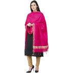 A R Silk Golden Border Regular Dupatta Dark Pink Color Dupatta or Chunni | Grocsy