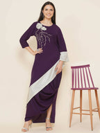 Women Republic Purple Assmetrical Kurta With Cowl Dhoti | Grocsy