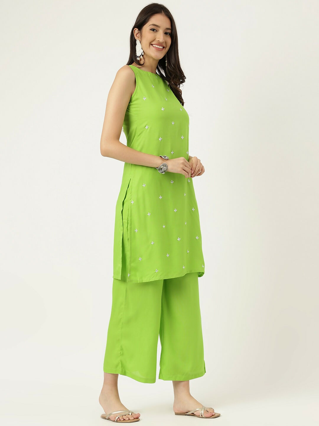Joban Fashion Green Rayon and Embroidered Work Straight Kurta Bottom Set | Grocsy