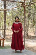 Joban Fashion Maroon Georgette Sequence Embroidery Work Kurta Set | Grocsy