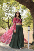 Vastranavya Latest Fancy Party Wear Lehenga Choli With Shrug - Pink | Grocsy