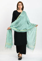 Mominos Fashion Moeza Women's Cotton Zari Box Pista Green Dupatta | Grocsy