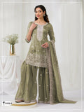 Anaita Green Gold Crush Stitched suit with heavy embroidery work | Grocsy