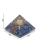 Golden Peacock Blue & Gold-Toned Lapis Lazuli Orgone Stone Pyramid Prism Paperweight | Grocsy