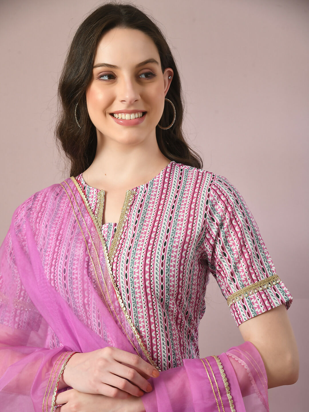 Myshka Women's Multi Printed Cotton Straight Party Kurta Set With Dupatta | Grocsy