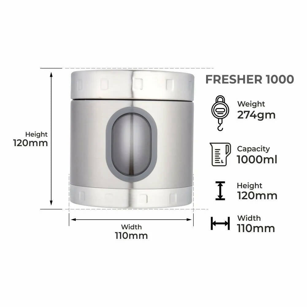Dubblin Fresher Stainless Steel Storage jar | Grocsy